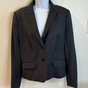 J Crew blazer, grey pinstriped, size 10, see photos for measurements